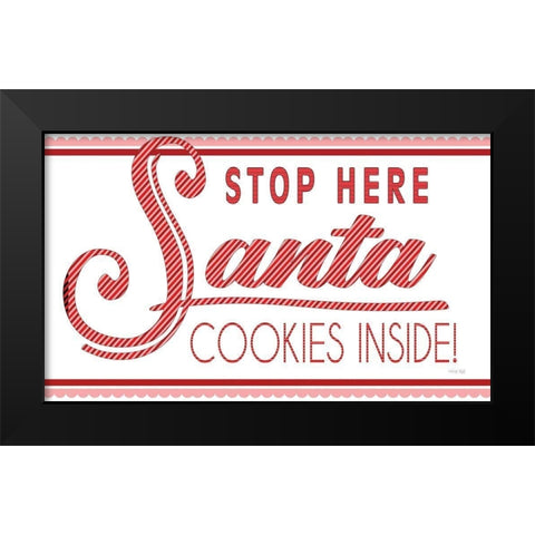 Santa Stop Here Black Modern Wood Framed Art Print by Jacobs, Cindy