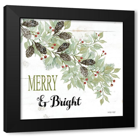 Merry And Bright Black Modern Wood Framed Art Print with Double Matting by Jacobs, Cindy