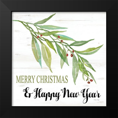 Merry Christmas and Happy New Year Black Modern Wood Framed Art Print by Jacobs, Cindy