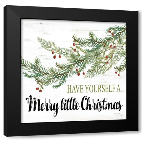 Merry Little Christmas Black Modern Wood Framed Art Print by Jacobs, Cindy
