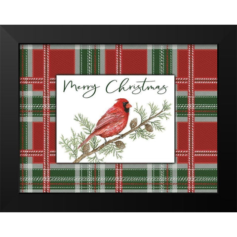 Merry Christmas Cardinal Black Modern Wood Framed Art Print by Jacobs, Cindy