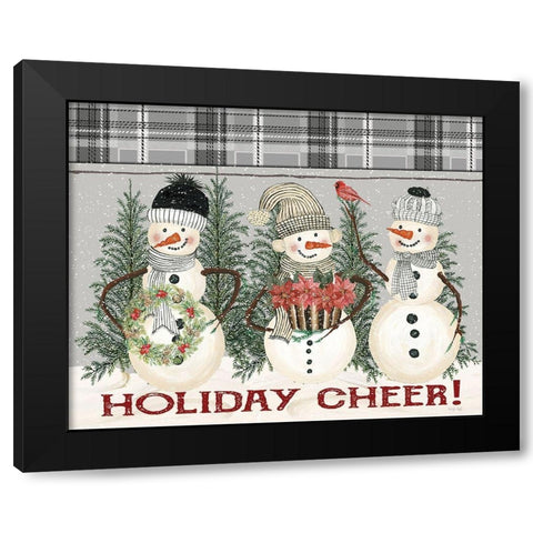 Holiday Cheer Snowmen Black Modern Wood Framed Art Print by Jacobs, Cindy
