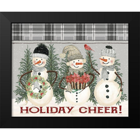 Holiday Cheer Snowmen Black Modern Wood Framed Art Print by Jacobs, Cindy