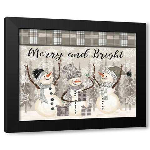Joyful Snowmen Black Modern Wood Framed Art Print with Double Matting by Jacobs, Cindy