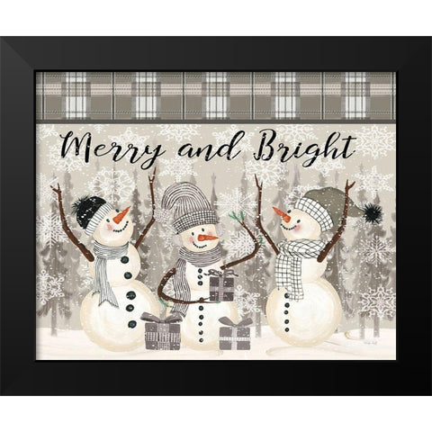 Joyful Snowmen Black Modern Wood Framed Art Print by Jacobs, Cindy