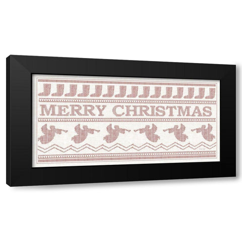 Merry Christmas Stitchery    Black Modern Wood Framed Art Print with Double Matting by Jacobs, Cindy