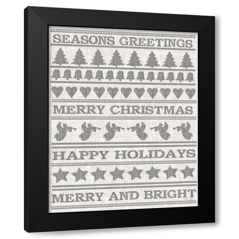 Holiday Sentiments Stitchery II  Black Modern Wood Framed Art Print with Double Matting by Jacobs, Cindy