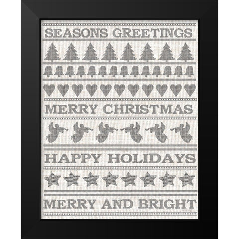 Holiday Sentiments Stitchery II  Black Modern Wood Framed Art Print by Jacobs, Cindy