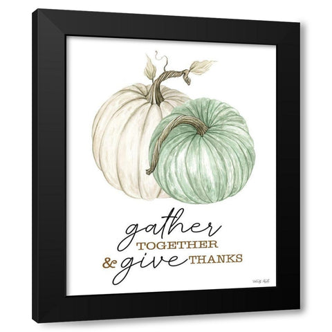 Gather and Give Thanks Black Modern Wood Framed Art Print with Double Matting by Jacobs, Cindy