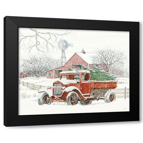 Windmill Winter Black Modern Wood Framed Art Print by Jacobs, Cindy