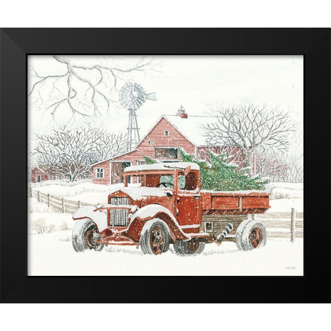 Windmill Winter Black Modern Wood Framed Art Print by Jacobs, Cindy