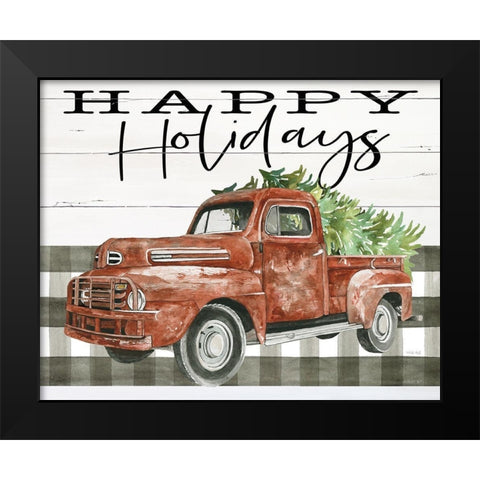 Happy Holidays Truck Black Modern Wood Framed Art Print by Jacobs, Cindy