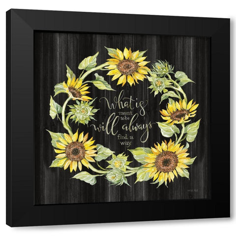 Whats Meant to Be Wreath Black Modern Wood Framed Art Print with Double Matting by Jacobs, Cindy