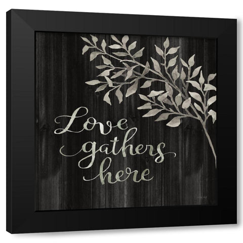 Love Gathers Here Black Modern Wood Framed Art Print with Double Matting by Jacobs, Cindy