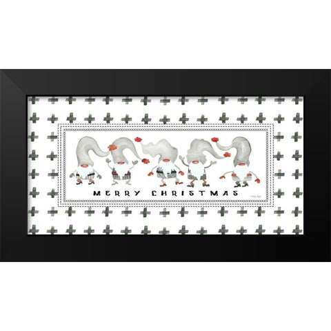 Merry Christmas Gnomes Black Modern Wood Framed Art Print by Jacobs, Cindy