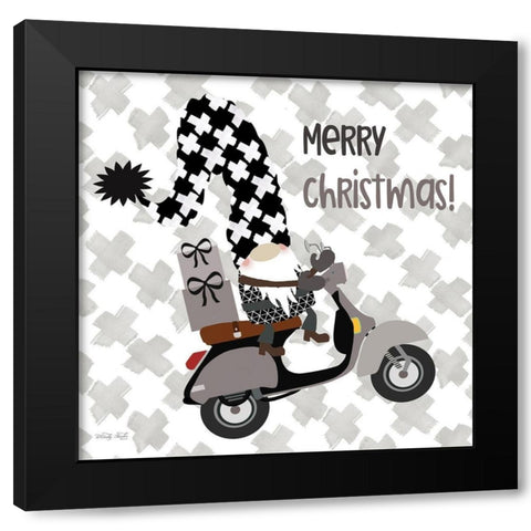 Gnome Gift Delivery   Black Modern Wood Framed Art Print by Jacobs, Cindy