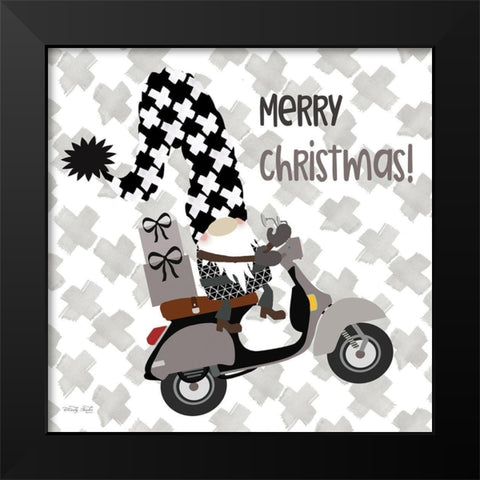 Gnome Gift Delivery   Black Modern Wood Framed Art Print by Jacobs, Cindy