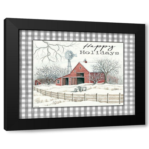 Happy Holidays Farm Black Modern Wood Framed Art Print by Jacobs, Cindy