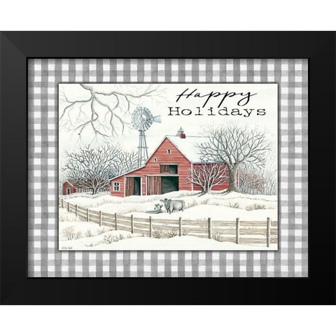 Happy Holidays Farm Black Modern Wood Framed Art Print by Jacobs, Cindy