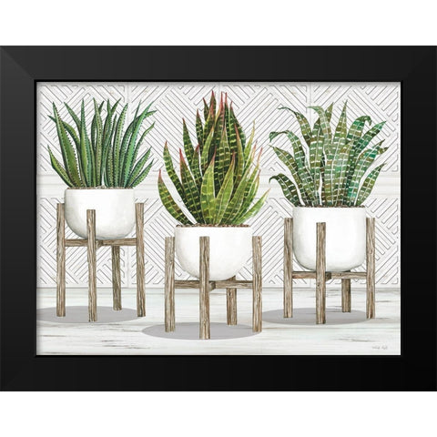 Succulent Trio on Stands Black Modern Wood Framed Art Print by Jacobs, Cindy