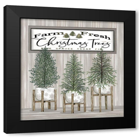 Potted Christmas Trees Black Modern Wood Framed Art Print by Jacobs, Cindy