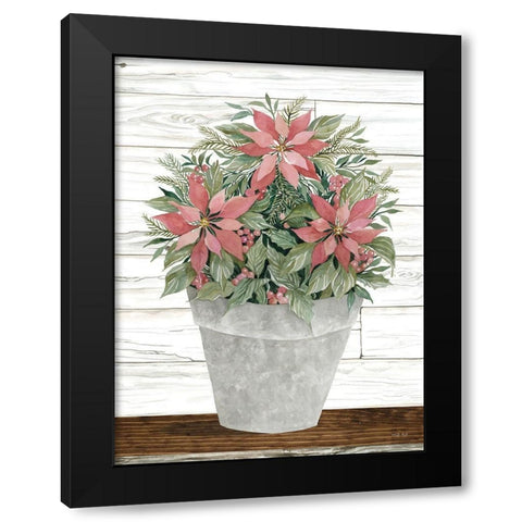 Pot of Poinsettias Black Modern Wood Framed Art Print by Jacobs, Cindy