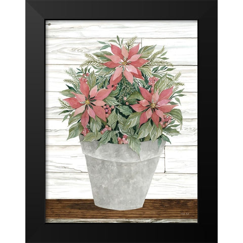 Pot of Poinsettias Black Modern Wood Framed Art Print by Jacobs, Cindy