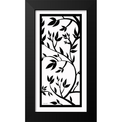 Geo Leaves Black Modern Wood Framed Art Print by Jacobs, Cindy