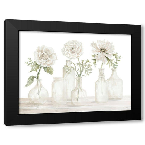 Bottles and Flowers I Black Modern Wood Framed Art Print by Jacobs, Cindy