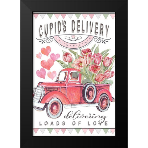 Cupids Delivery Truck Black Modern Wood Framed Art Print by Jacobs, Cindy