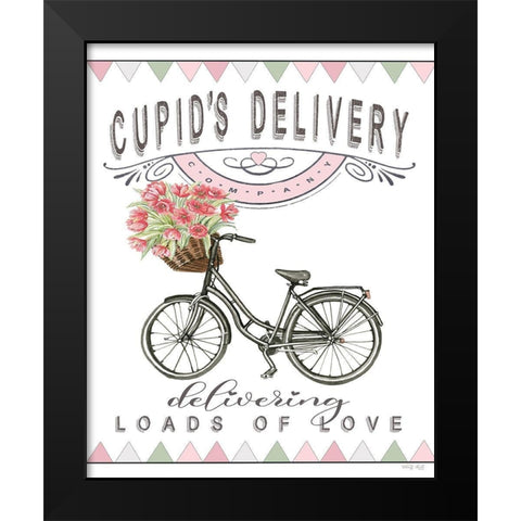 Cupids Delivery Bicycle Black Modern Wood Framed Art Print by Jacobs, Cindy