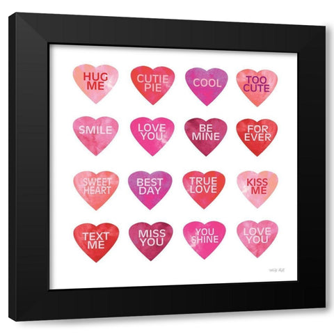 Be Mine Hearts I Black Modern Wood Framed Art Print with Double Matting by Jacobs, Cindy