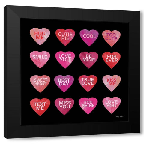 Be Mine Hearts II Black Modern Wood Framed Art Print by Jacobs, Cindy