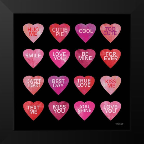 Be Mine Hearts II Black Modern Wood Framed Art Print by Jacobs, Cindy