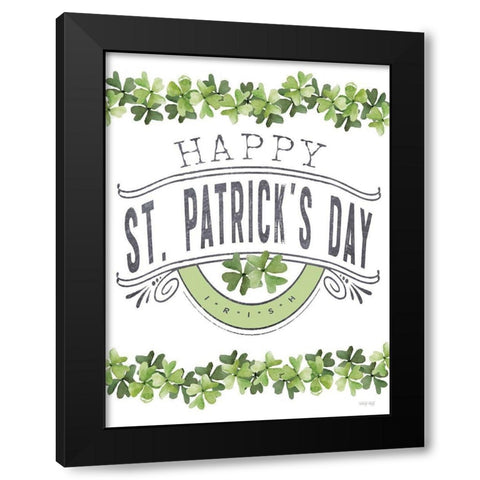 Happy St. Patricks Day Black Modern Wood Framed Art Print by Jacobs, Cindy
