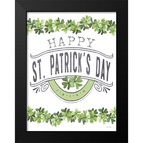 Happy St. Patricks Day Black Modern Wood Framed Art Print by Jacobs, Cindy