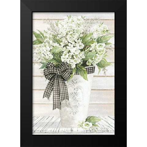 White Hydrangeas Black Modern Wood Framed Art Print by Jacobs, Cindy