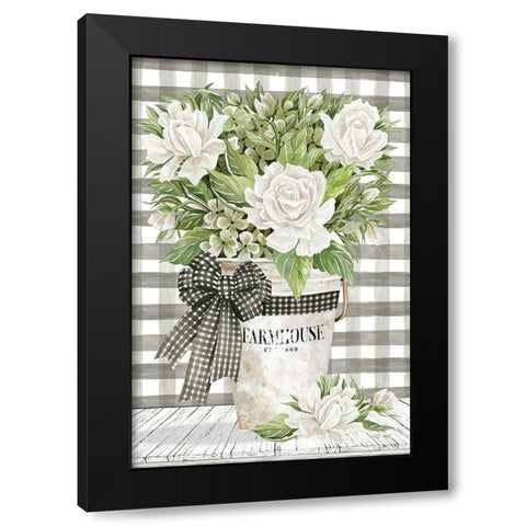 Farmhouse Roses Black Modern Wood Framed Art Print with Double Matting by Jacobs, Cindy
