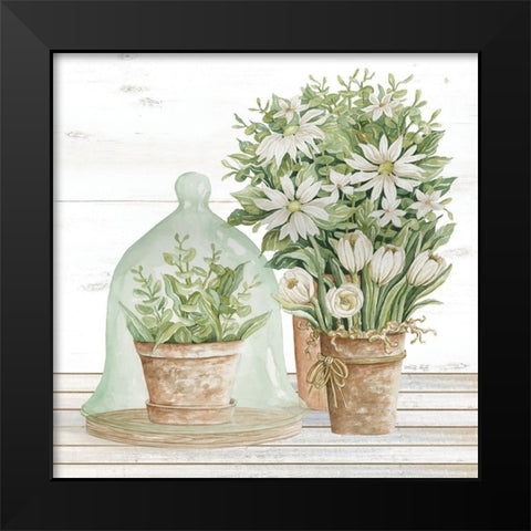 Flowers and Terrarium Black Modern Wood Framed Art Print by Jacobs, Cindy