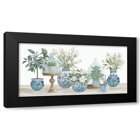 Chinoiserie Floral Set Black Modern Wood Framed Art Print by Jacobs, Cindy