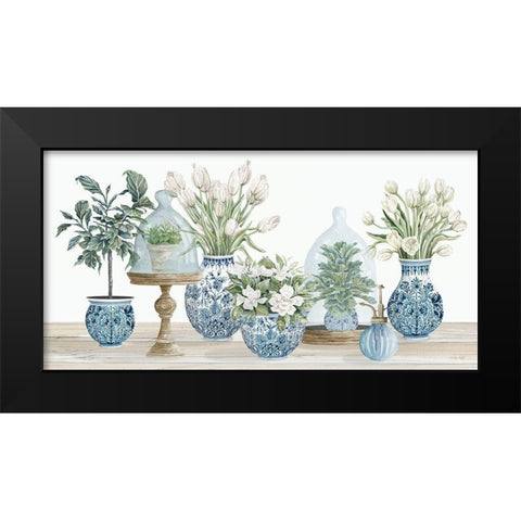 Chinoiserie Floral Set Black Modern Wood Framed Art Print by Jacobs, Cindy