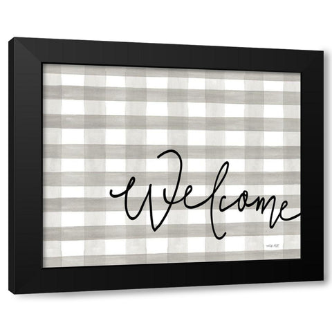 Checkered Welcome Black Modern Wood Framed Art Print by Jacobs, Cindy