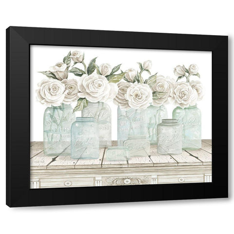 Neutral Floral Parade Black Modern Wood Framed Art Print with Double Matting by Jacobs, Cindy