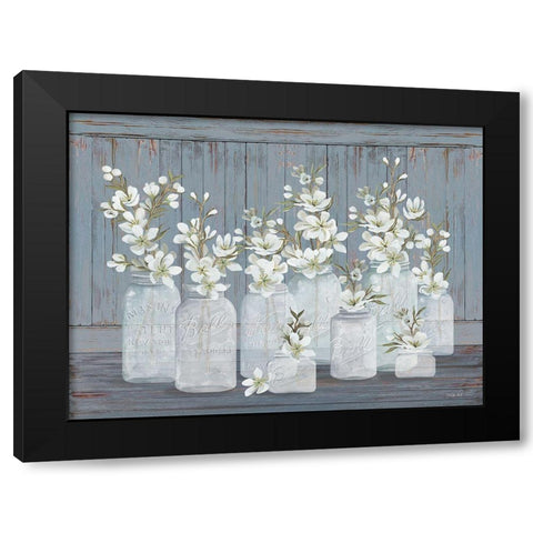 Floral Blooms Black Modern Wood Framed Art Print by Jacobs, Cindy