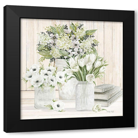 Collection of White Flowers Black Modern Wood Framed Art Print by Jacobs, Cindy