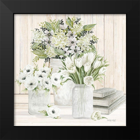 Collection of White Flowers Black Modern Wood Framed Art Print by Jacobs, Cindy