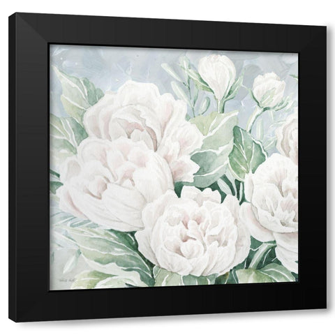 Peaceful Peonies Black Modern Wood Framed Art Print by Jacobs, Cindy