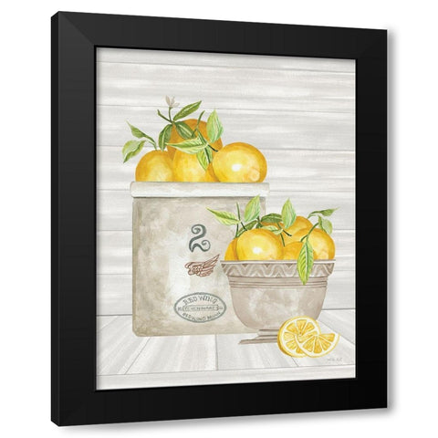 Lemon Crock and Bowl Black Modern Wood Framed Art Print by Jacobs, Cindy