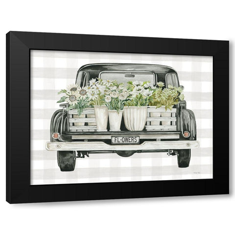 Flower Lovers Truck Black Modern Wood Framed Art Print with Double Matting by Jacobs, Cindy