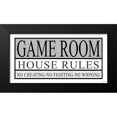 Game Room House Rules II Black Modern Wood Framed Art Print by Jacobs, Cindy